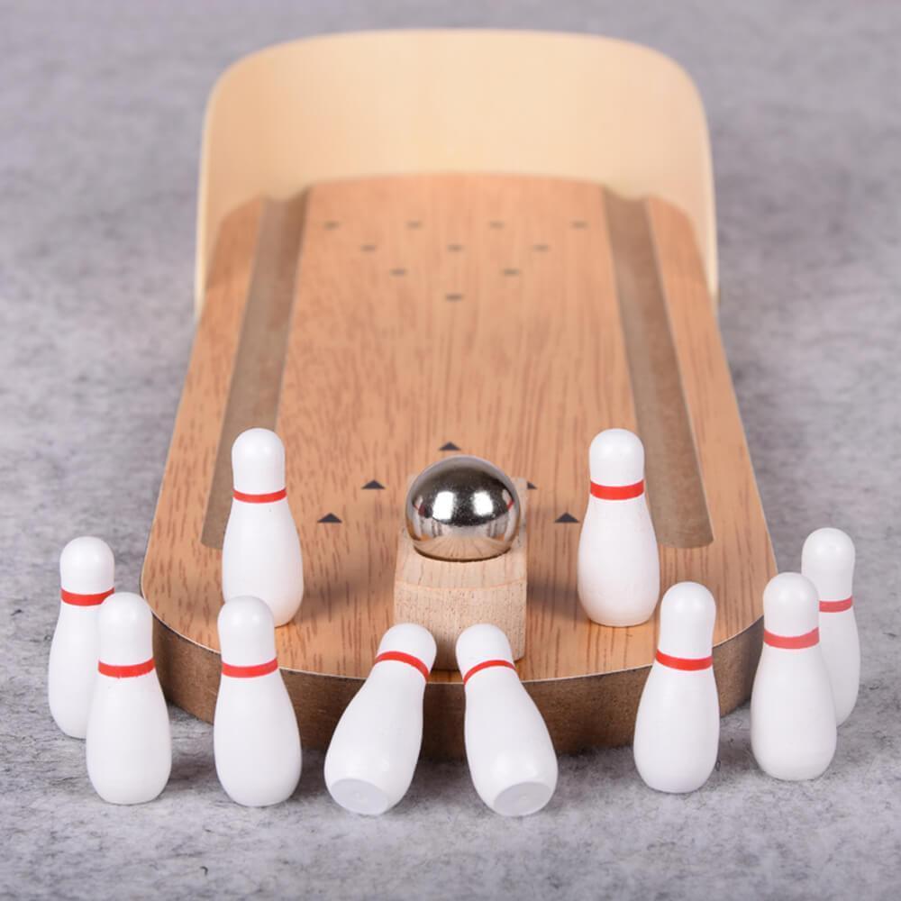 Mini Bowling - Compact Wooden Bowling Fun for Indoors
