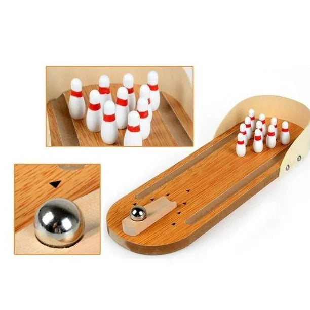 Mini Bowling - Compact Wooden Bowling Fun for Indoors
