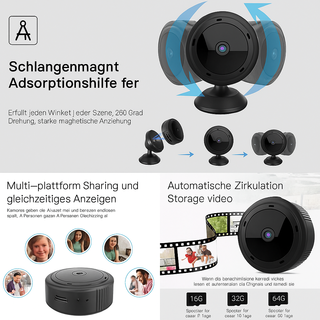 Kompakte WLAN Überwachungskamera mit Nachtsichtfunktion
