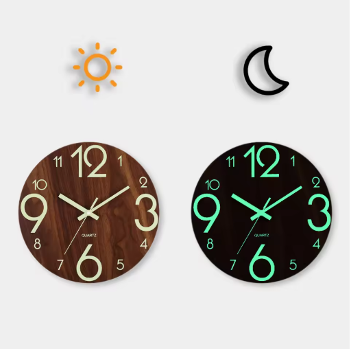 Elegant Quartz Wall Clock with Soft Lighting – Timeless Design for Your Home