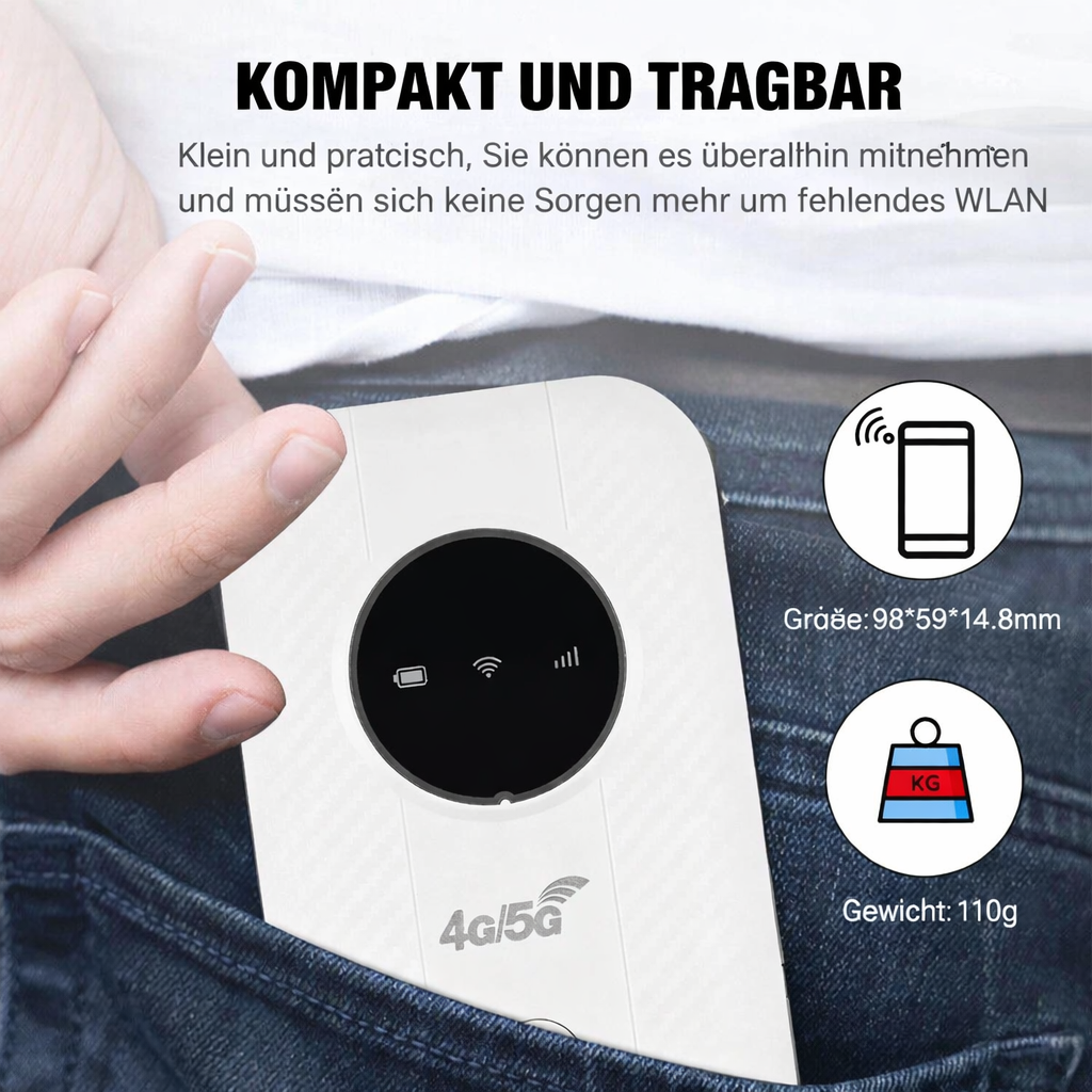 Mobiler WLAN-Router | 4G LTE Hotspot | Schnell und Tragbar | SurfBuddy