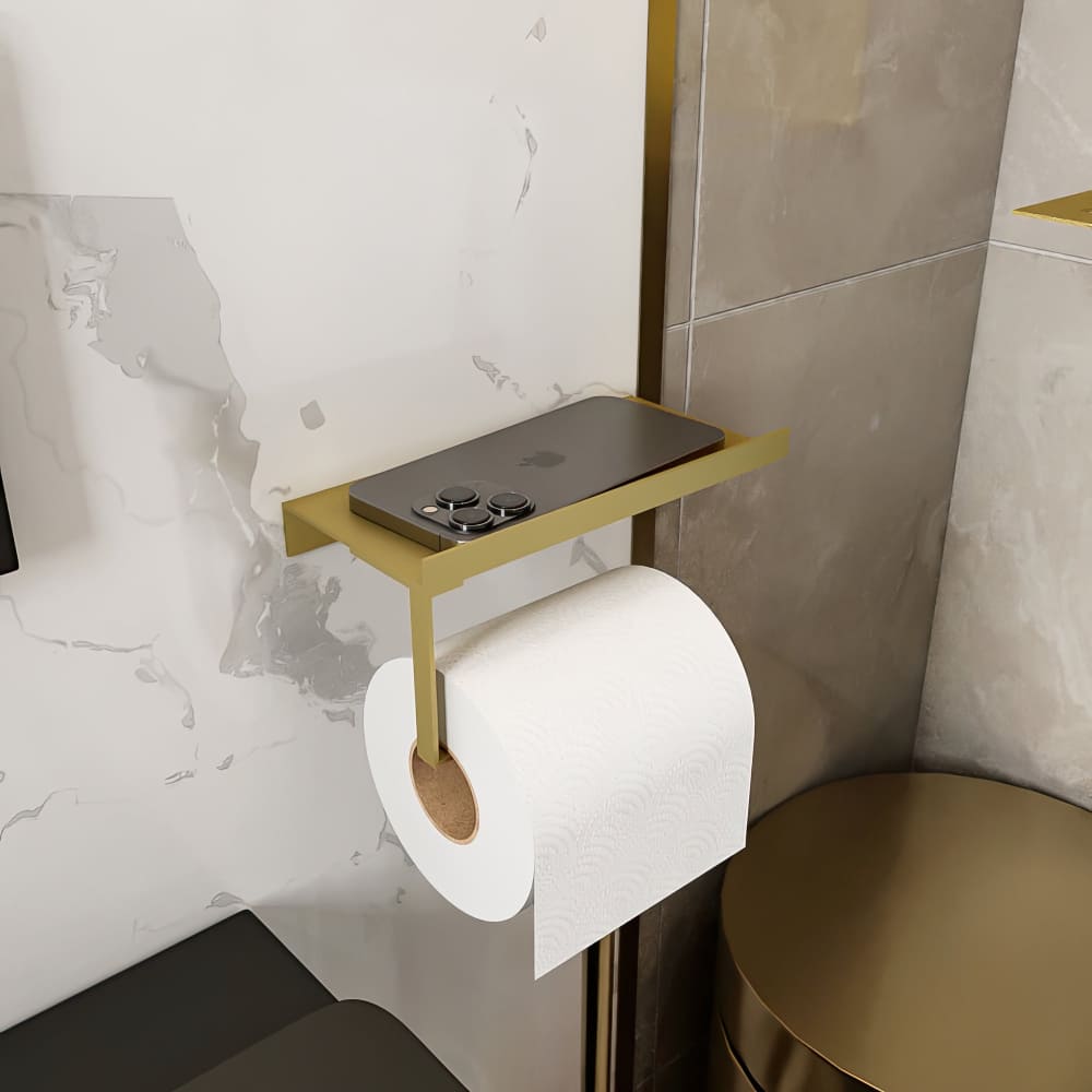 Toilettenpapierhalter mit Ablage für Smartphones