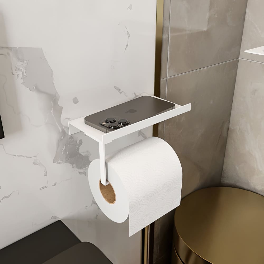 Toilettenpapierhalter mit Ablage für Smartphones