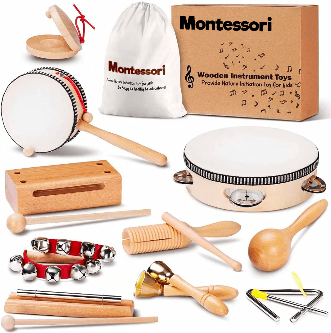 Kids' Wooden Musical Instrument Set (10 Pieces)