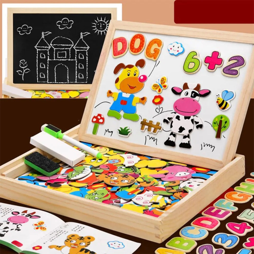 Kreativspieltafel aus Holz für Kinder – Bauernhof & Zahlen Set