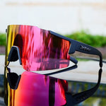 Sportsonnenbrille mit UV-Schutz – Aerodynamische Fahrradbrille mit wechselbarem Rahmen