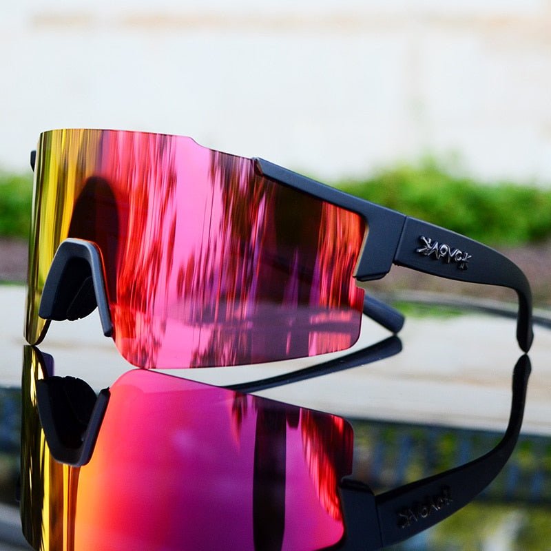 Sportsonnenbrille mit UV-Schutz – Aerodynamische Fahrradbrille mit wechselbarem Rahmen