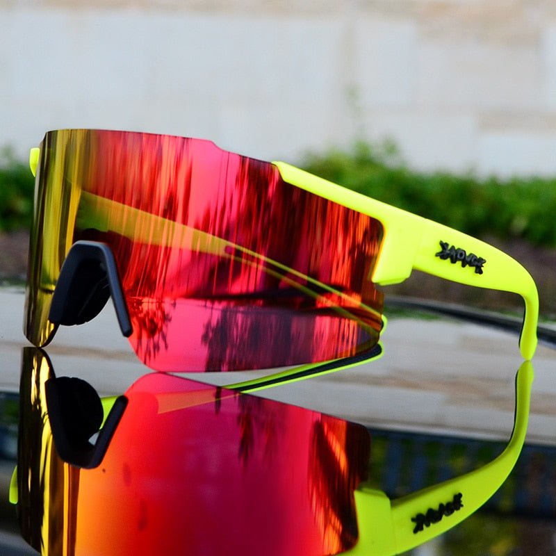 Sportsonnenbrille mit UV-Schutz – Aerodynamische Fahrradbrille mit wechselbarem Rahmen