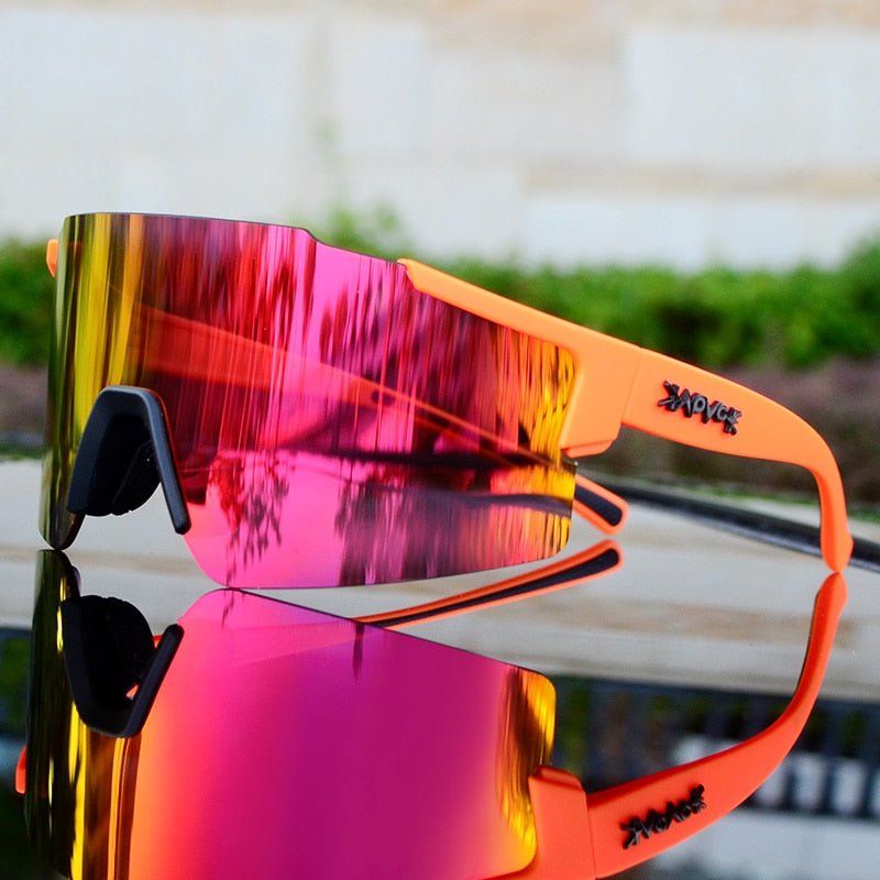 Sportsonnenbrille mit UV-Schutz – Aerodynamische Fahrradbrille mit wechselbarem Rahmen