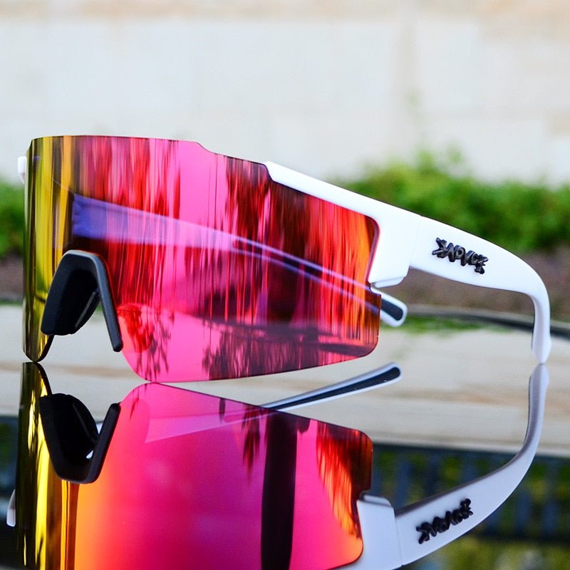 Sportsonnenbrille mit UV-Schutz – Aerodynamische Fahrradbrille mit wechselbarem Rahmen