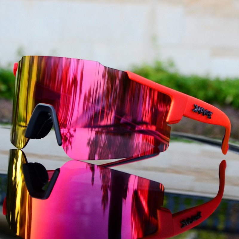 Sportsonnenbrille mit UV-Schutz – Aerodynamische Fahrradbrille mit wechselbarem Rahmen