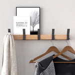 Wandgarderobe mit 5 Doppelhaken – Holz und Metall