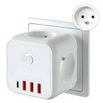 Kompakte Ladestation mit USB und Typ-C – 7-in-1 Steckdose