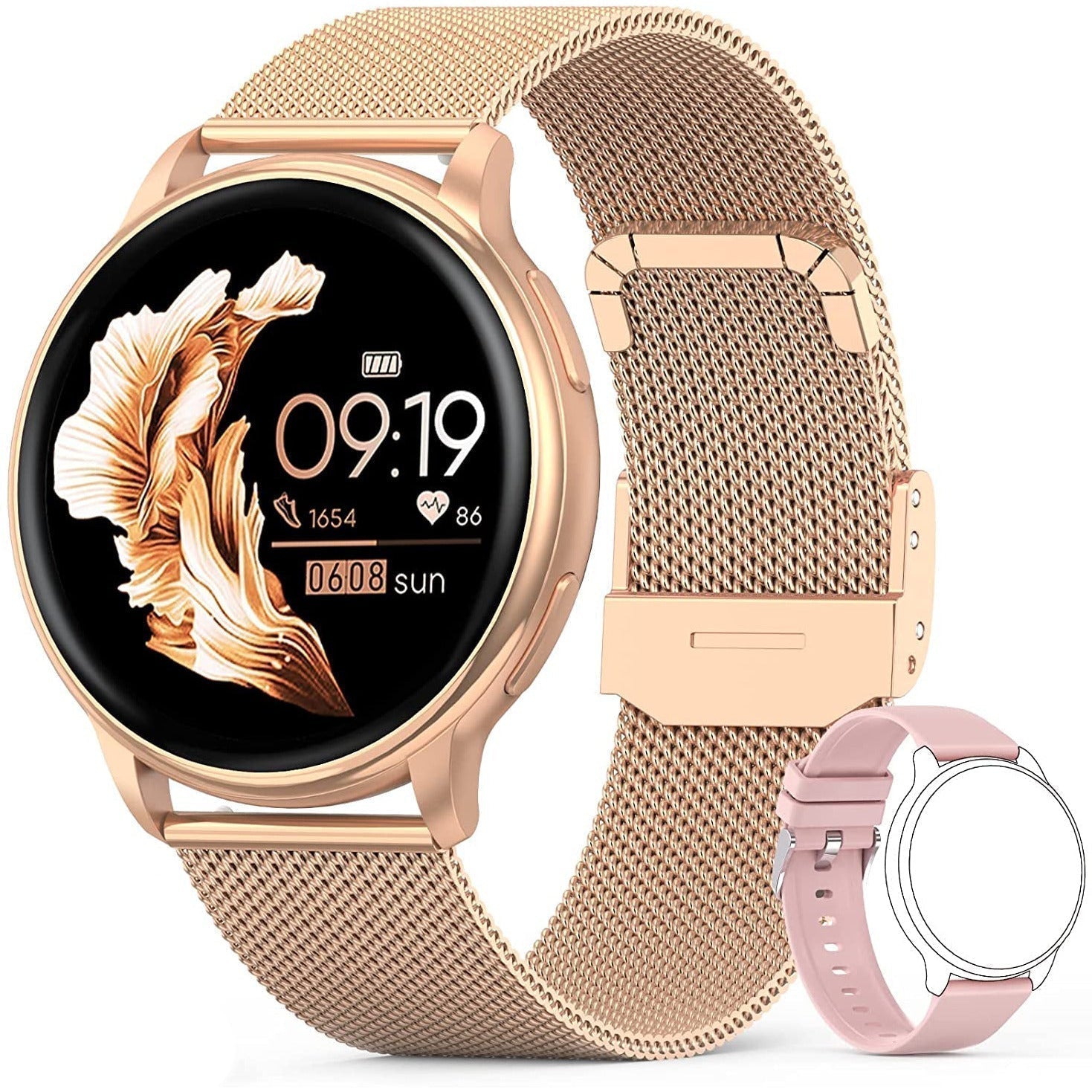 Elegante Smartwatch in Roségold – Gesundheit im Fokus