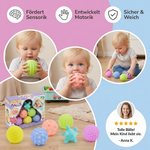 Sensorik-Bälle im 6er Set – Weiche Massage- und Tastsinnbälle für Kinder