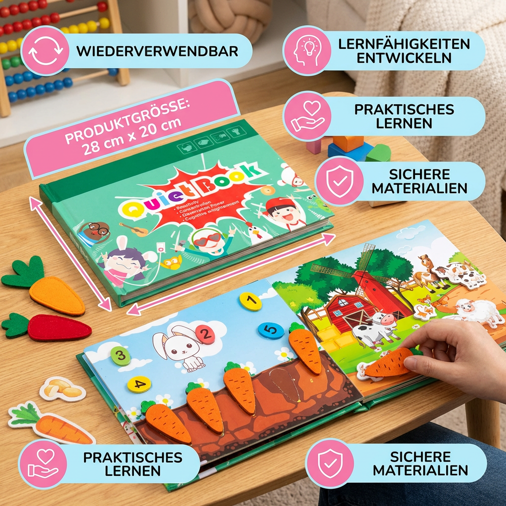 Wiederverwendbares Lernbuch mit Stickern für Kinder im Montessori-Stil