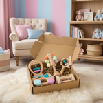 Holzspielzeug-Geschenkset für Babys – Rassel und Musikspielzeug
