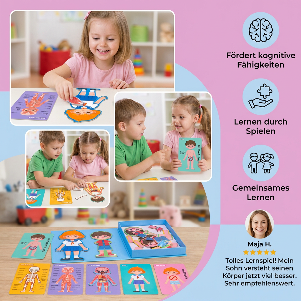 Körper-Puzzle aus Holz für Kinder – Spielerisches Lernen der Anatomie