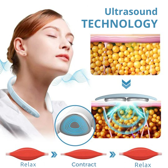 Nackenmassagegerät | Ultraschall-Lymphdrainage | Kabellose Massagehilfe | RelaxWave