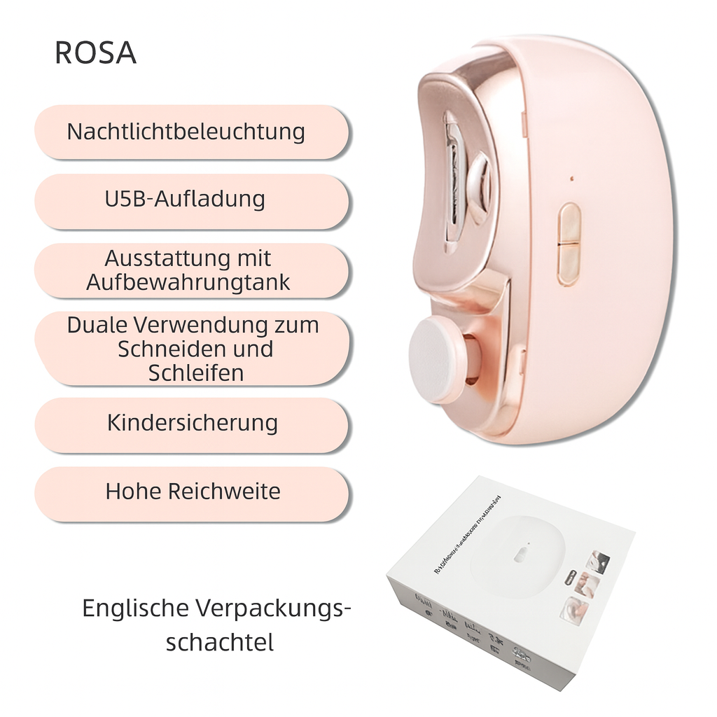 Nagelpflege | Elektronischer Nageltrimmer | 3-in-1 Schneiden, Feilen, Polieren | NailProfi