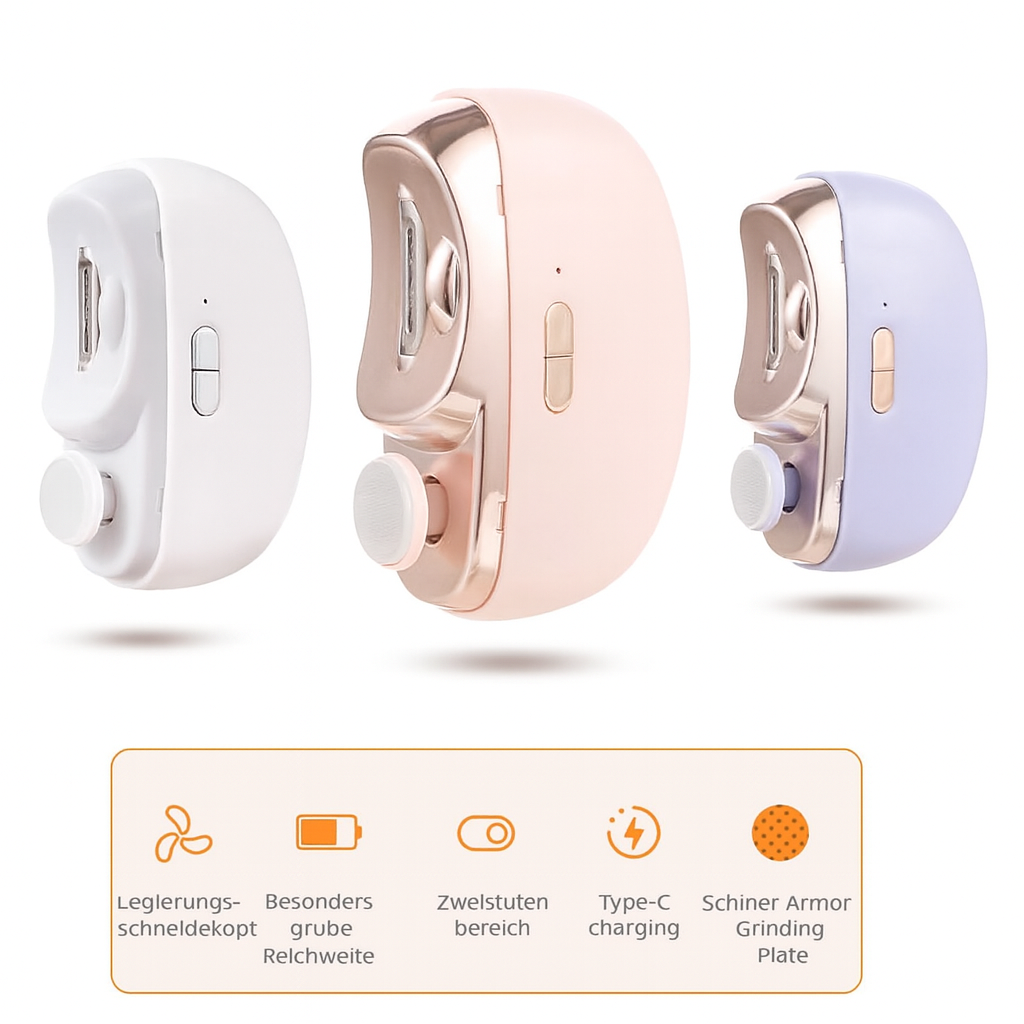 Nagelpflege | Elektronischer Nageltrimmer | 3-in-1 Schneiden, Feilen, Polieren | NailProfi