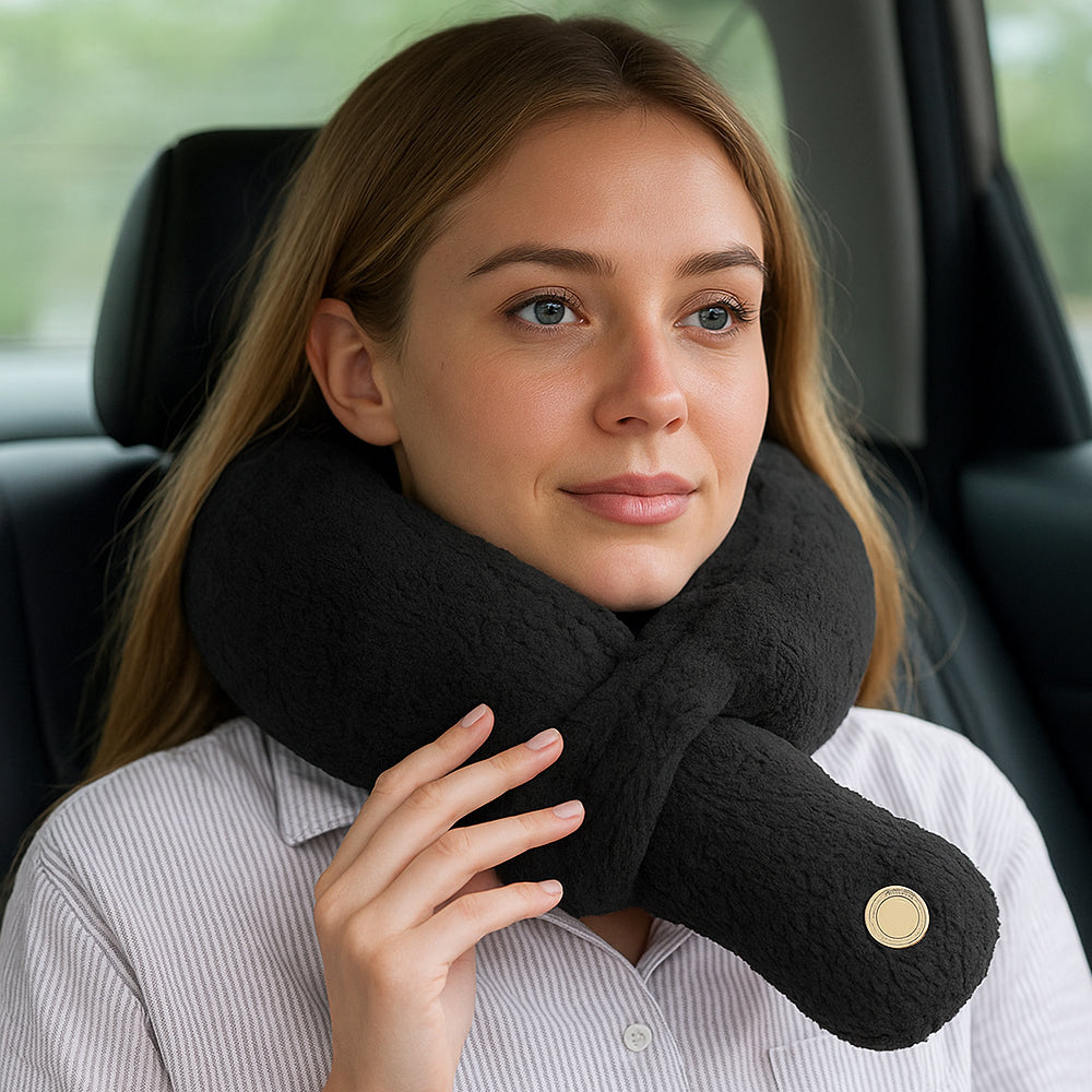 Nackenkissen mit integrierter Massage - ideal für Autofahrten und Flüge