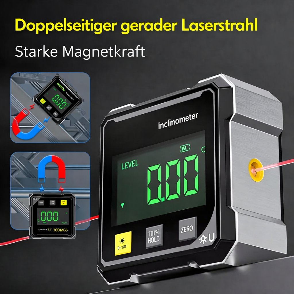 Präzisionswinkelmesser mit Magnethalterung und Laser