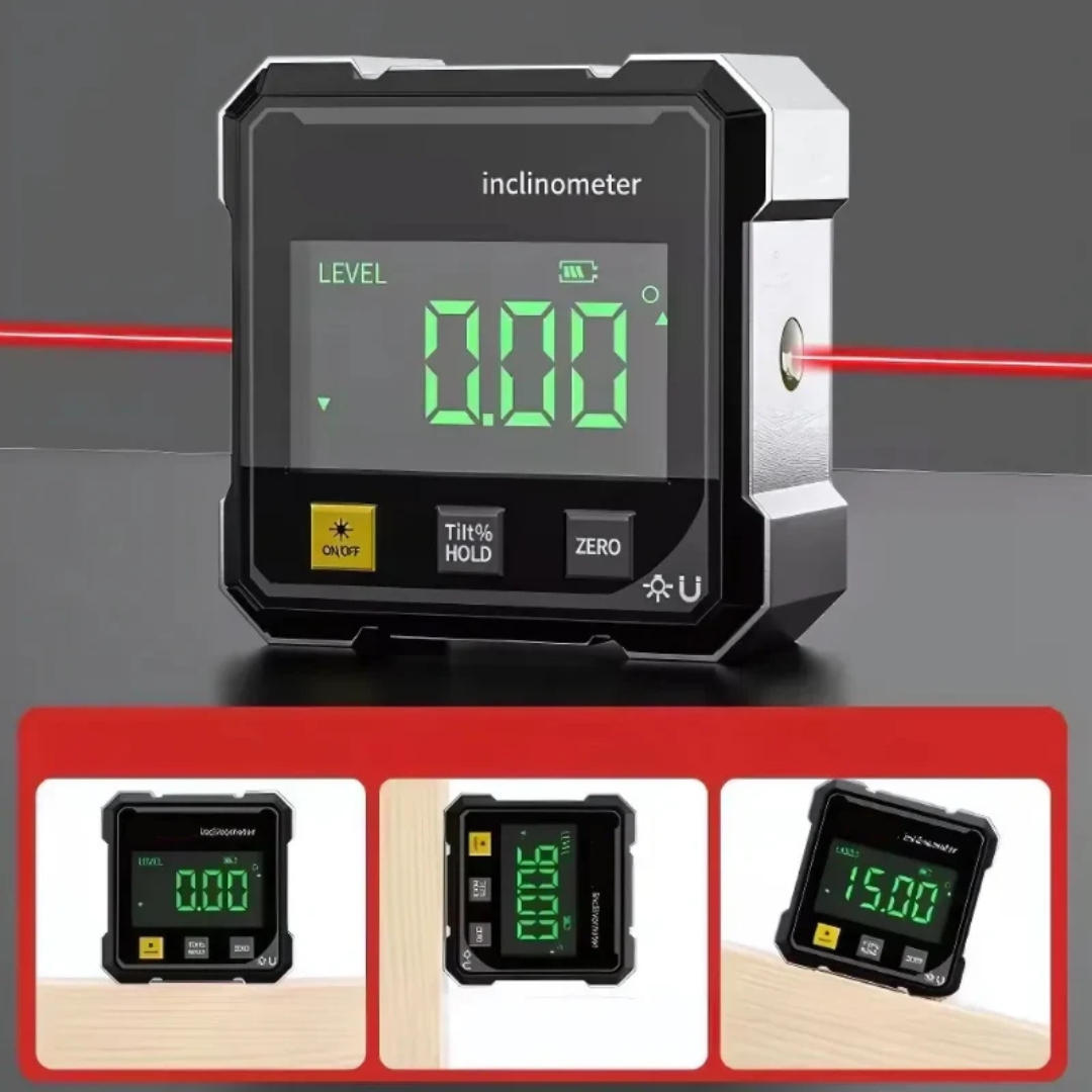 Präzisionswinkelmesser mit Magnethalterung und Laser