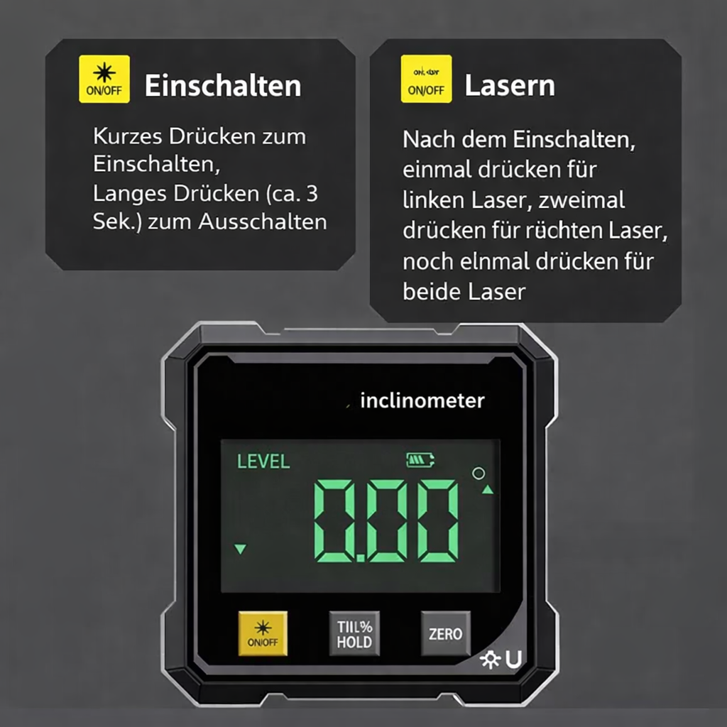 Präzisionswinkelmesser mit Magnethalterung und Laser
