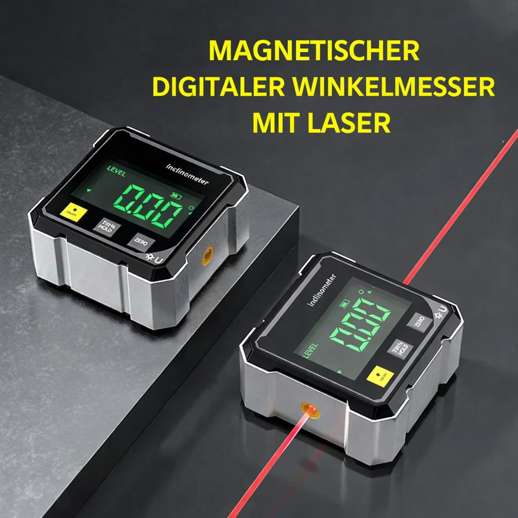 Präzisionswinkelmesser mit Magnethalterung und Laser