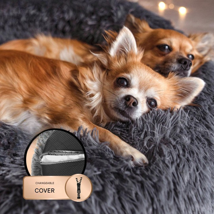 FluffyNest Komfort Hundebett – Orthopädisches Plüschschlafkissen für Hunde