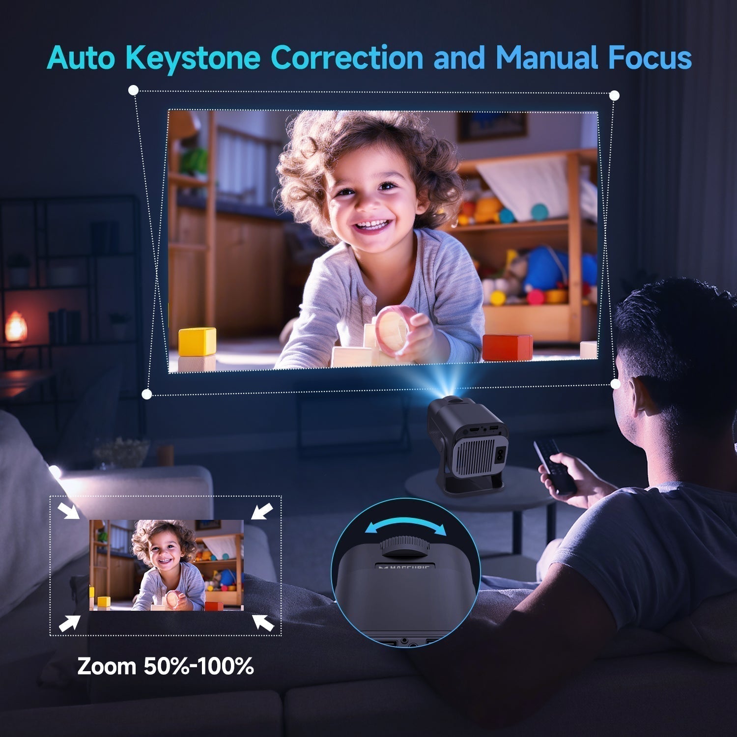4K Mini Beamer – Tragbares Heimkino mit 180° Drehung