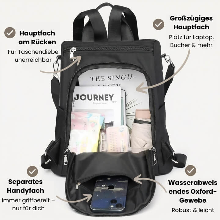 Stylischer Rucksack mit Diebstahlschutz für modebewusste Frauen
