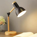 Verstellbare Tischlampe aus Holz und Eisen