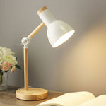 Verstellbare Tischlampe aus Holz und Eisen