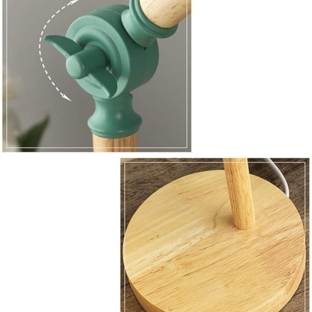 Verstellbare Tischlampe aus Holz und Eisen
