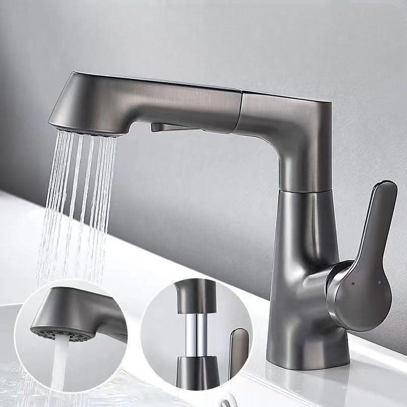 Stylish bathroom faucet with flexible spray hose
