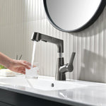 Stylish bathroom faucet with flexible spray hose