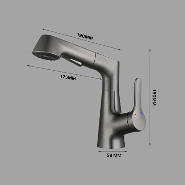 Stylish bathroom faucet with flexible spray hose