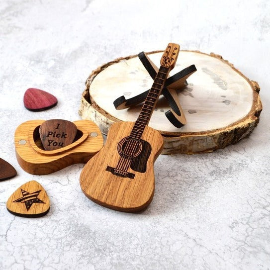 Eleganter Holz-Pick-Halter für Gitarristen – Handgefertigter Organizer