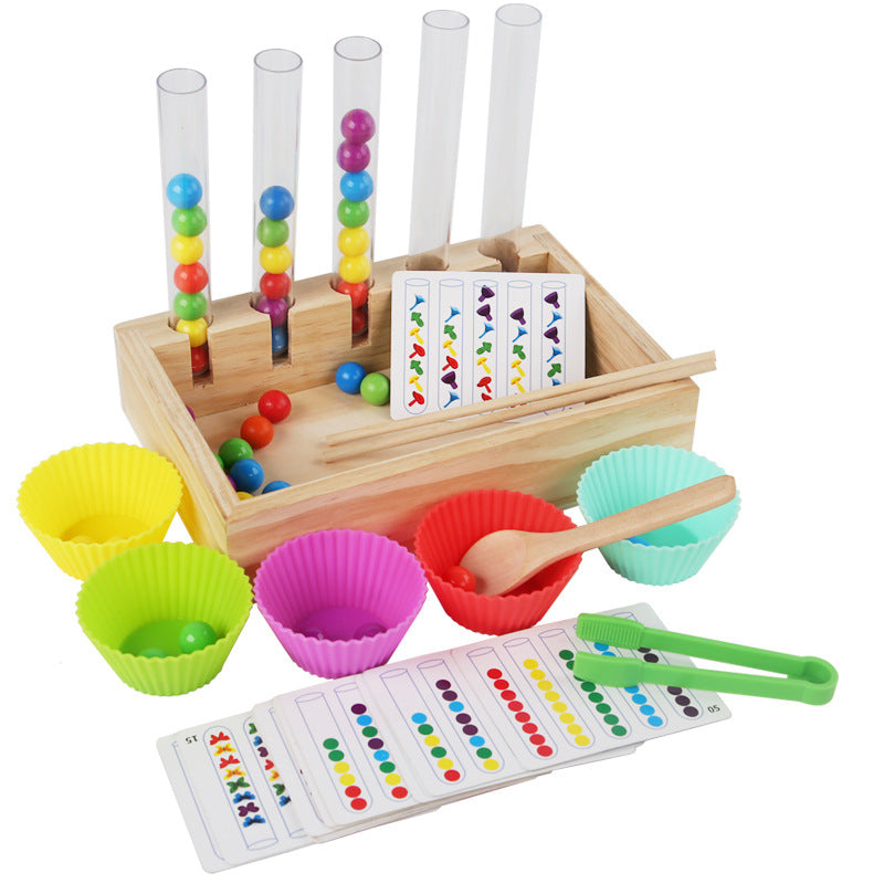 Spiel- und Lernset mit Reagenzgläsern für Farben und Zahlen nach Montessori