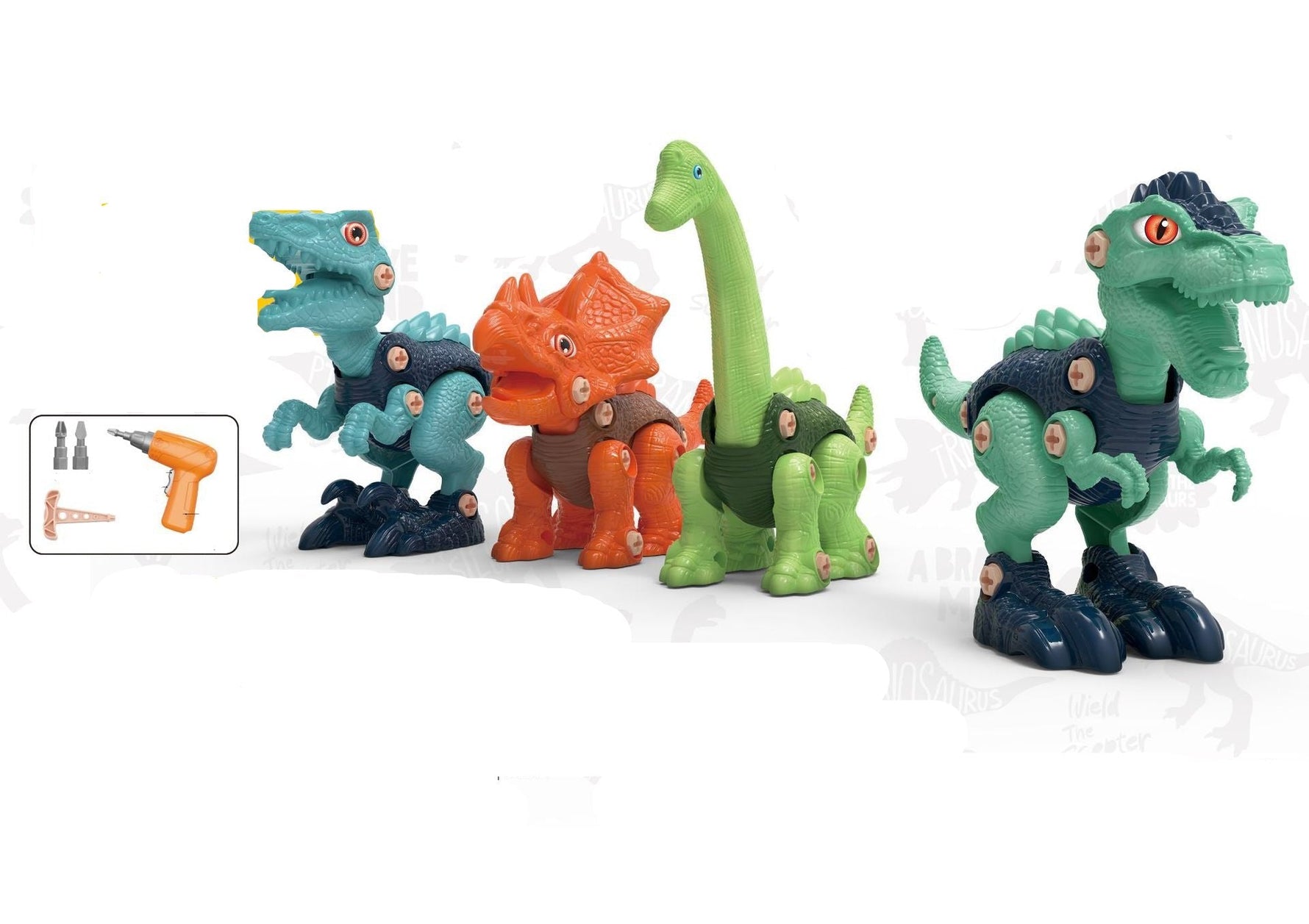Bauset für Dinosaurier mit Schrauben und Konstruktion