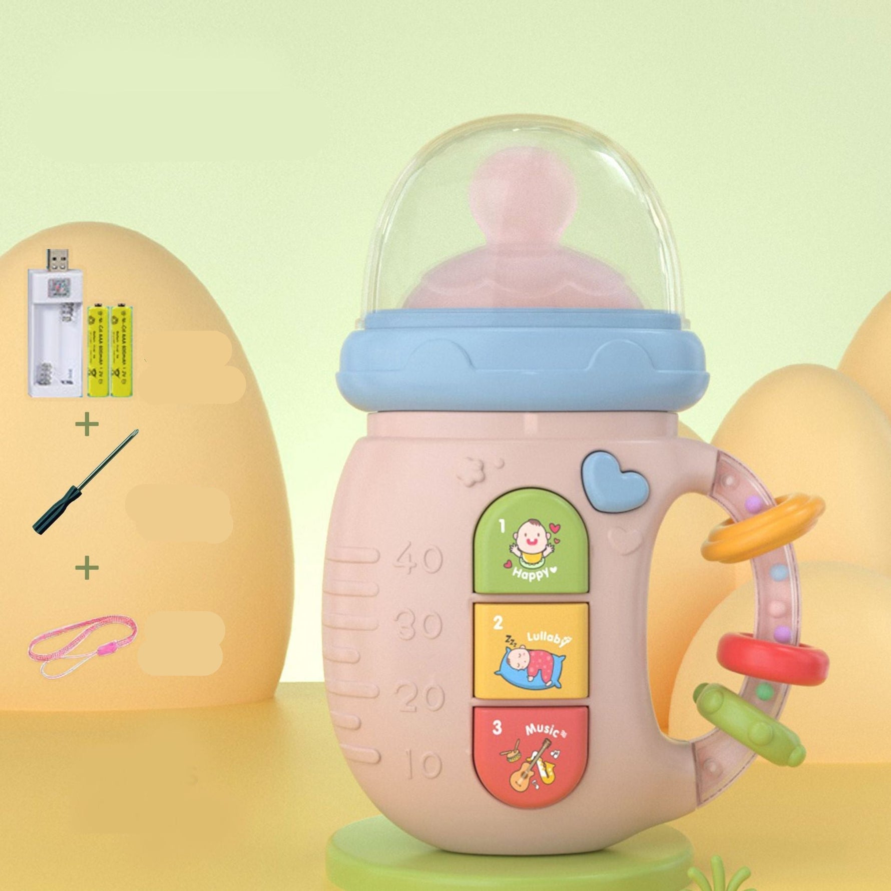 Baby Schnuller mit Rasseln und Beißring – Musikalisches Spielzeug