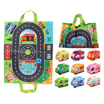 Plüschspielzeug-Autos mit Straßenmatte und Tragetasche – 2in1