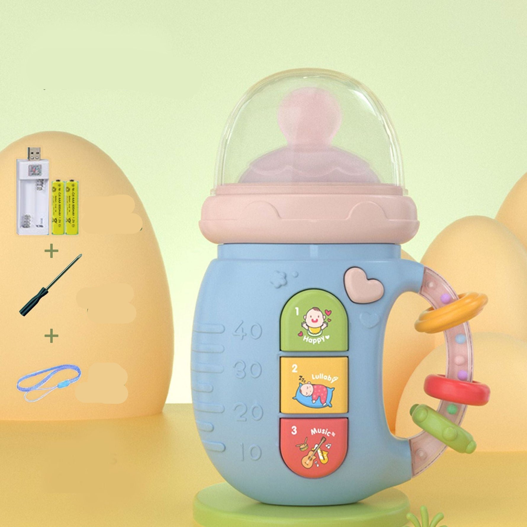 Baby Schnuller mit Rasseln und Beißring – Musikalisches Spielzeug