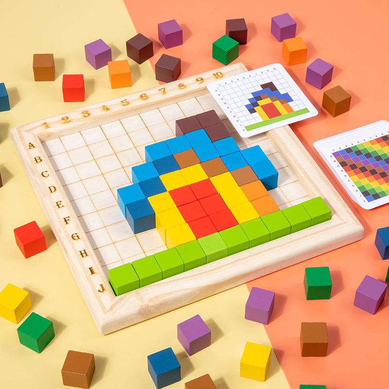 Holzspielzeug mit Montessori-Farben für Buchstaben und Zahlen