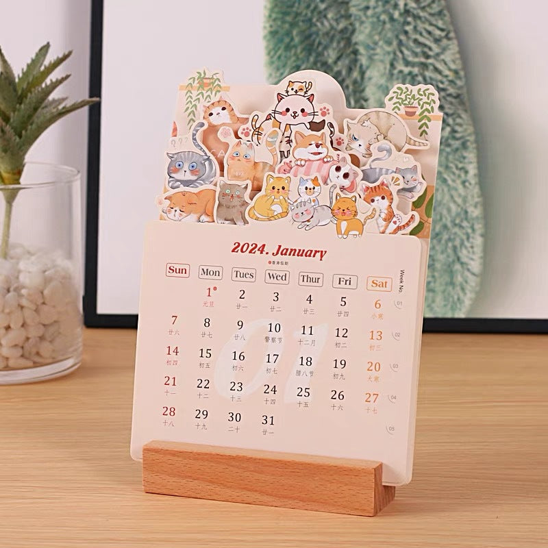 Schreibtischkalender 2024 mit blühenden Blumen