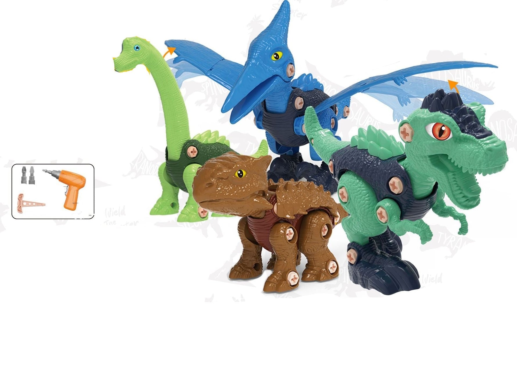 Bauset für Dinosaurier mit Schrauben und Konstruktion