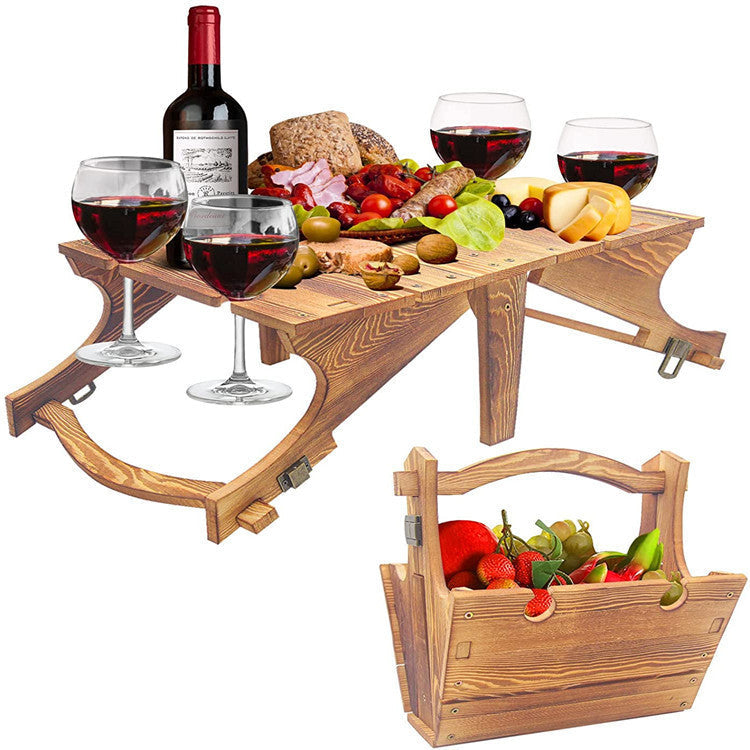 Compact Folding Table with Wine Glass Holder for Outdoor Adventures