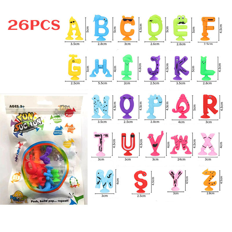 Lernspielzeug mit Saugnäpfen für Buchstaben und Zahlen